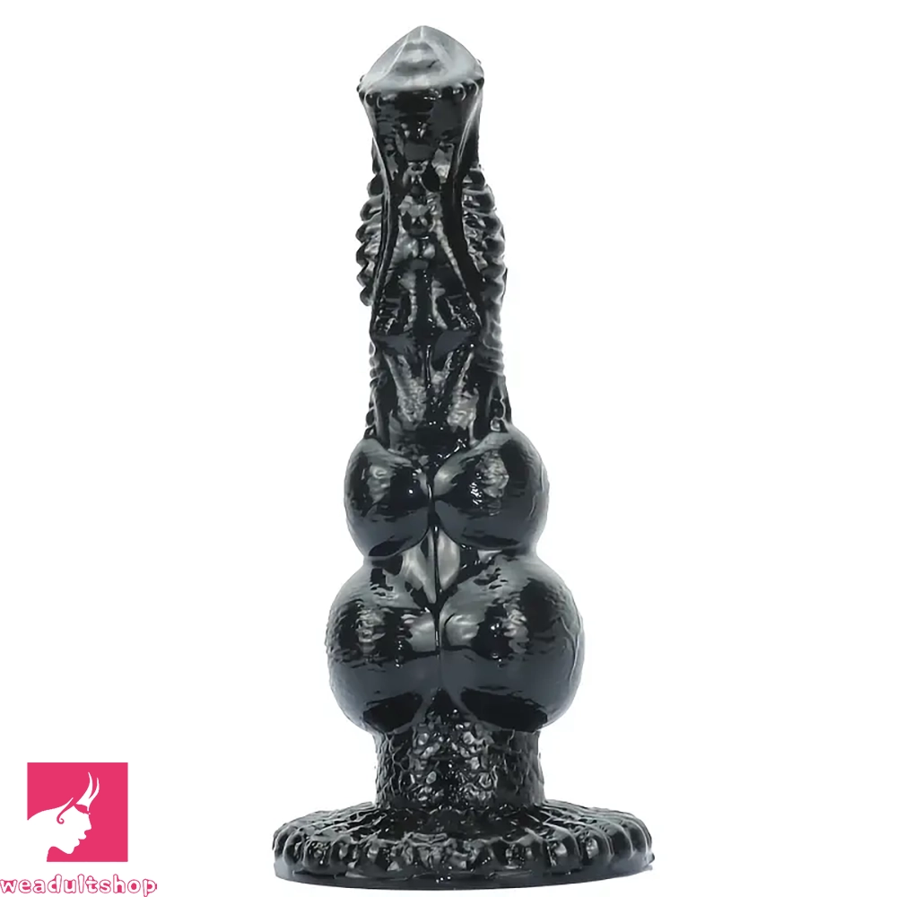 Thorned dildo-8.97in Dog Knot Black PVC Hands-Free Dildo For G-Spot Orgasm Love