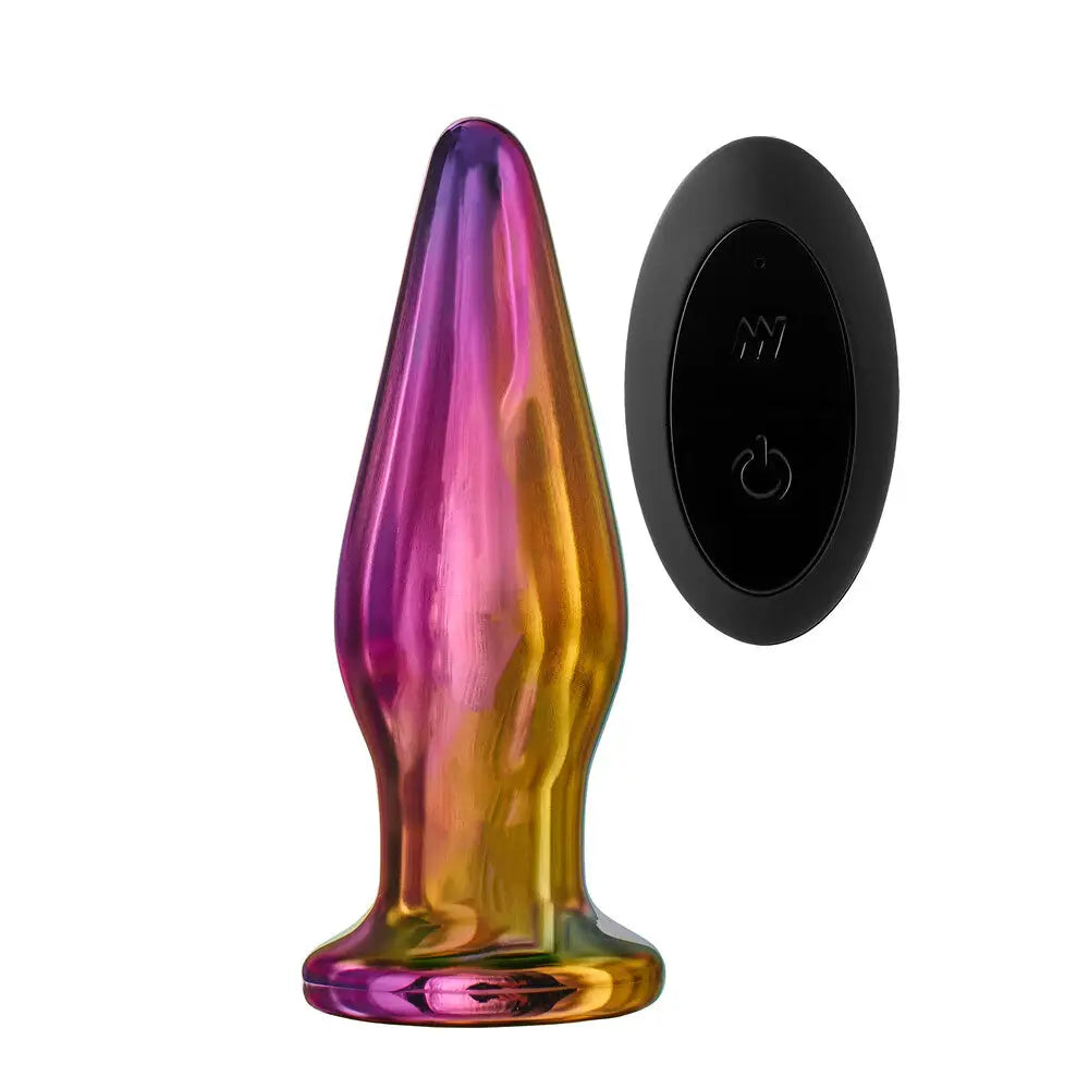 Realistic Pulse Solo Masturbator-5-inch Rechargeable Tapered Glass Butt Plug with Remote Control