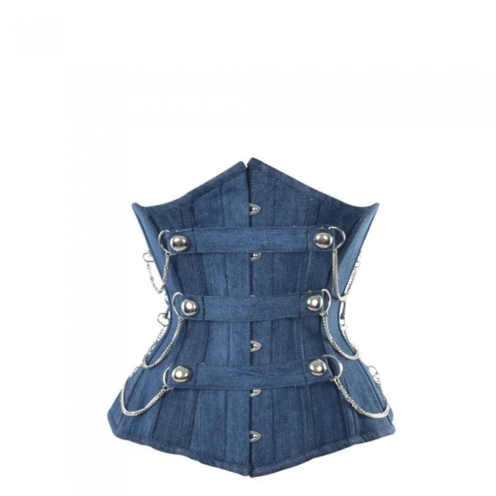 corset for steampunk curls-Tammy Denim Underbust Corset