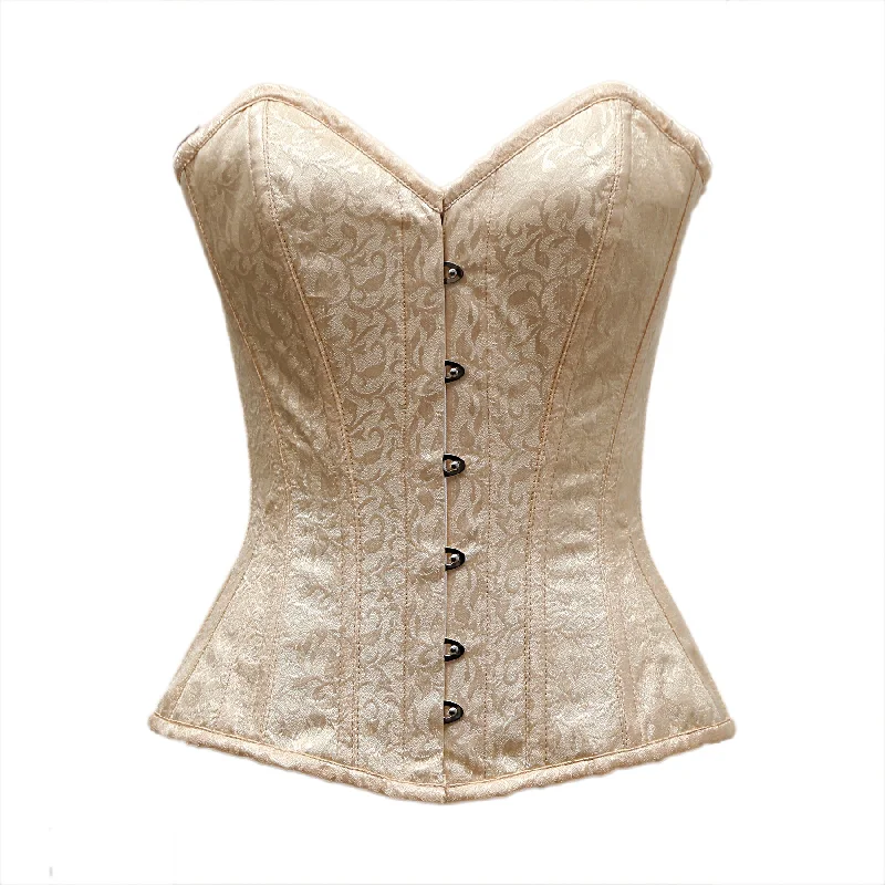 corset for alternative links-Sarsi Ivory Satin Brocade Overbust Corset