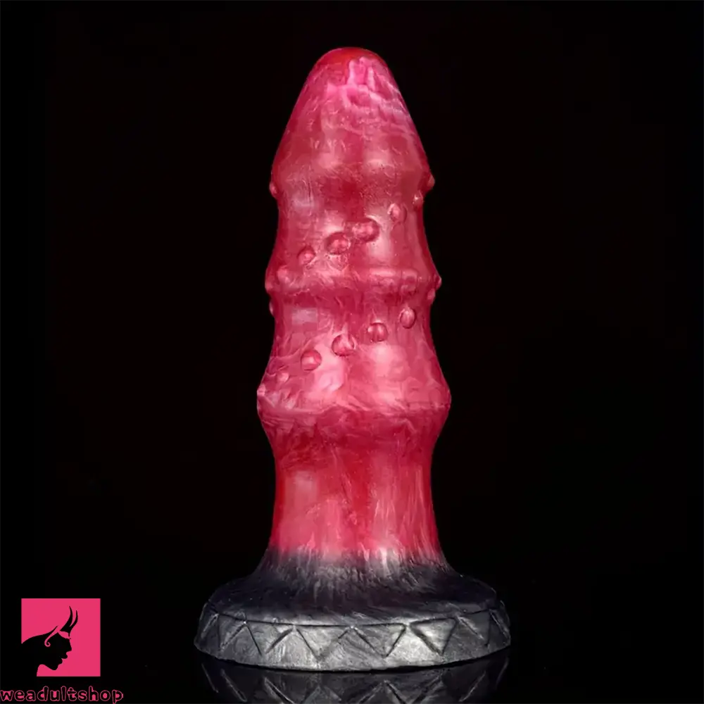 Mahogany-toned dildo-7.28in Liquid Silicone Fantasy Thread Convex Spiked Soft Dildo