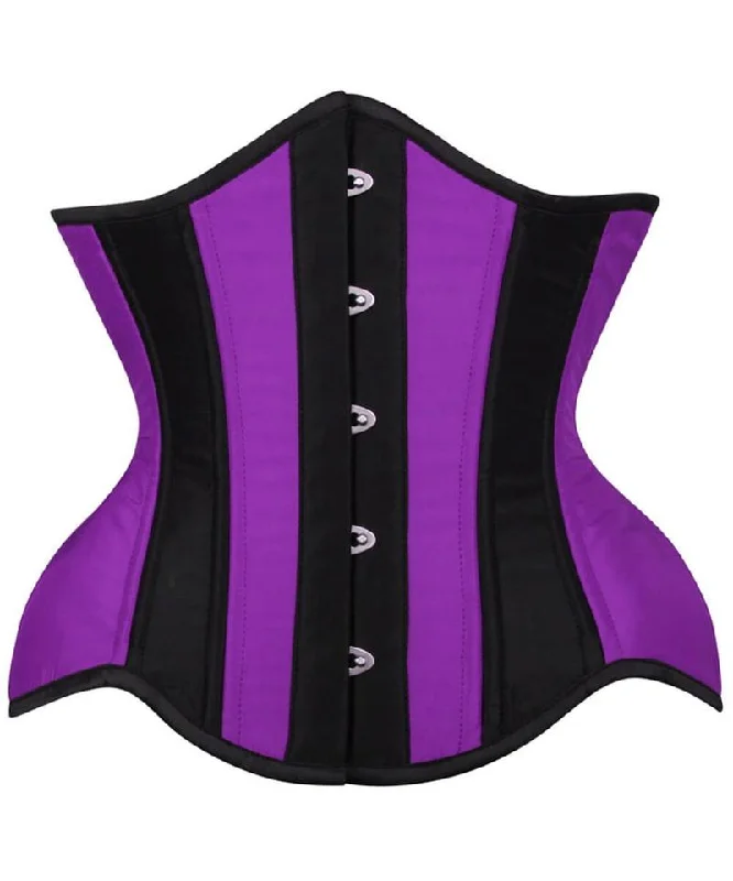 corset with sheer weaves-Dane Curvy Purple and Black Waist Training Corset