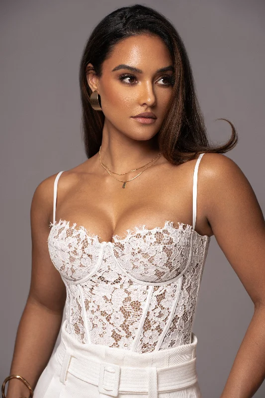 corset for gothic cords-White Grecia Lace Bustier Top