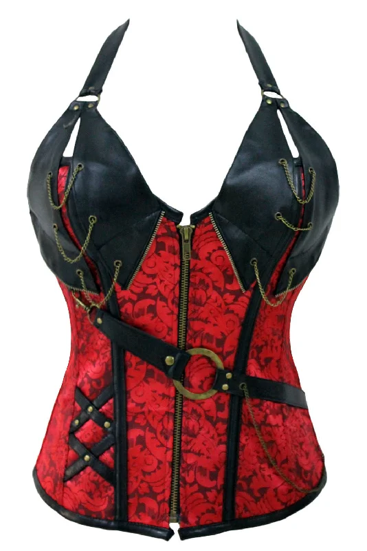 corset with metallic bows-Harmision Brocade Steel Boned Steampunk Corset