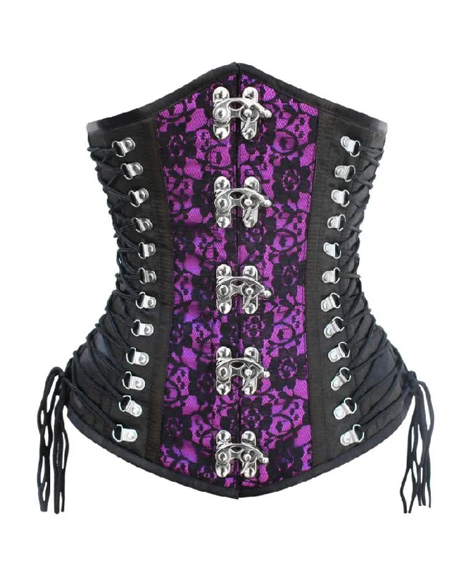 corset for evening knots-Clemente Purple Criss Cross Underbust Corset