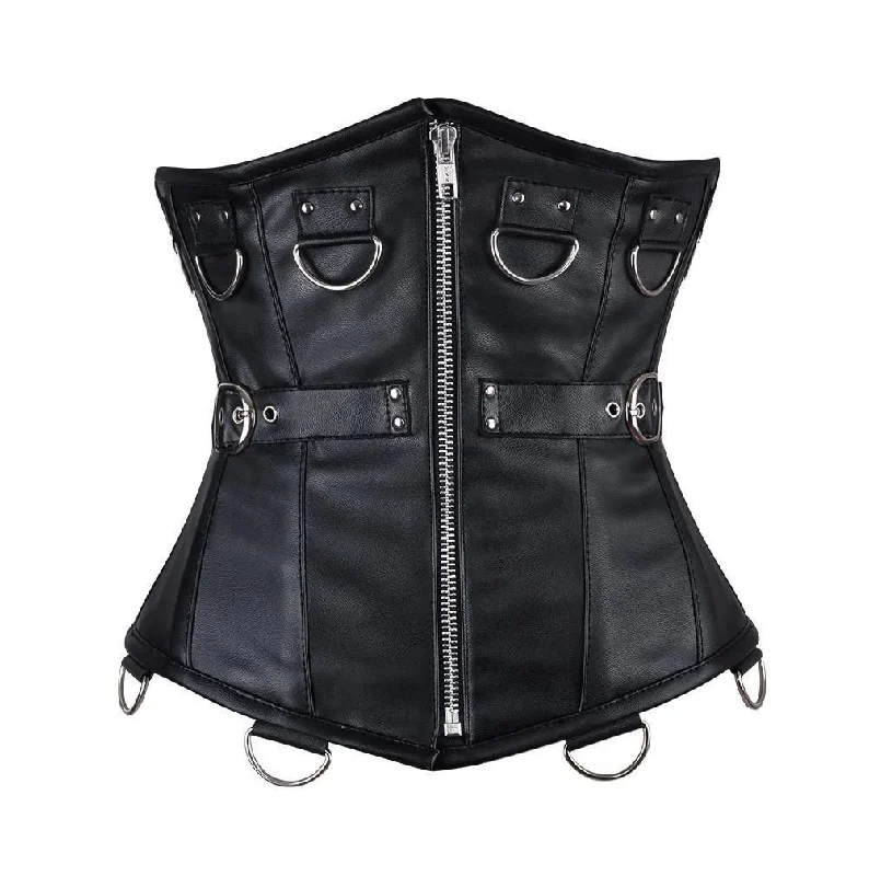 corset for club curls-Krista Faux Leather Gothic Corset