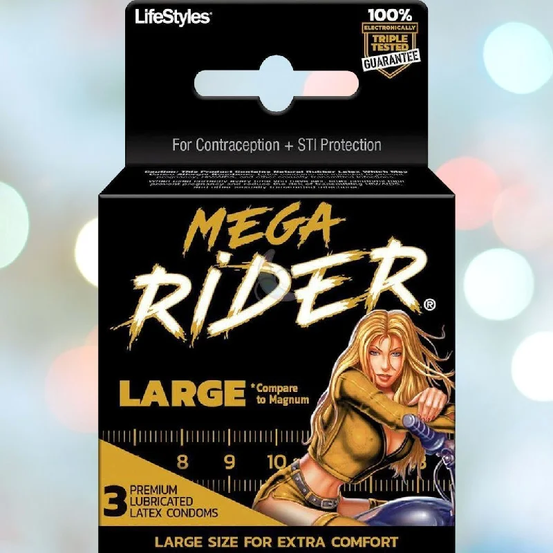 vibrating anal probe with smooth texture-LifeStyles 'Mega Rider' Large Condom