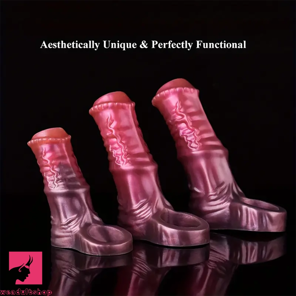 Silver-lined dildo-3.54in 4.72in 5.51in Animal Horse Cock Sleeve Enlargement Dildo