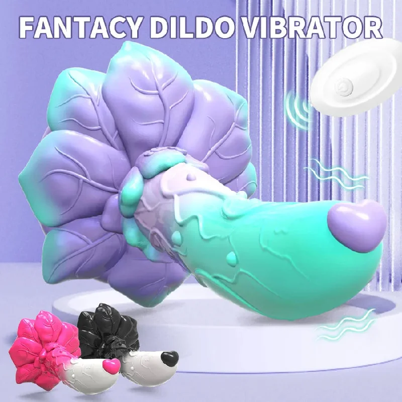 Grouper-thick dildo-Vibrating Dildo Butt Plug - Remote Control Big Rose Suction Cup Dildos Female Sex Toy