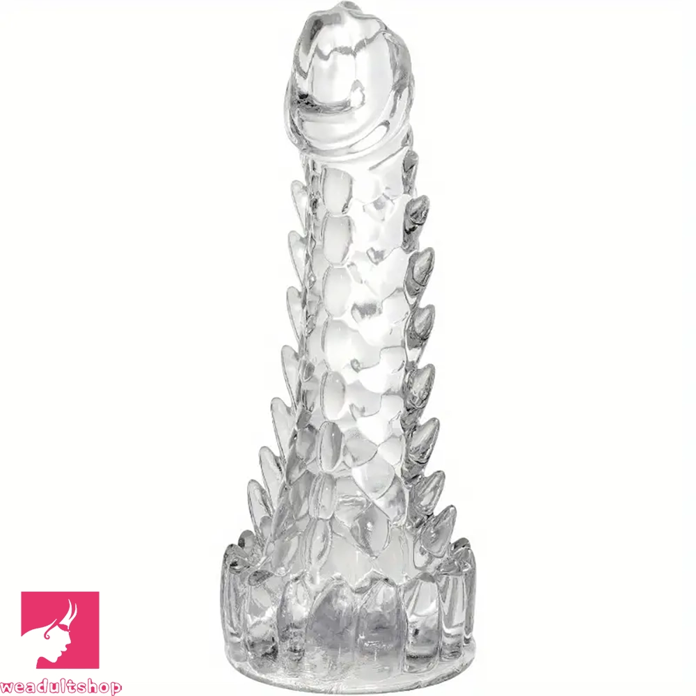 Moss-covered dildo-7.87in Spiked Dragon TPE Clear Soft Monster Fantasy Female Dildo