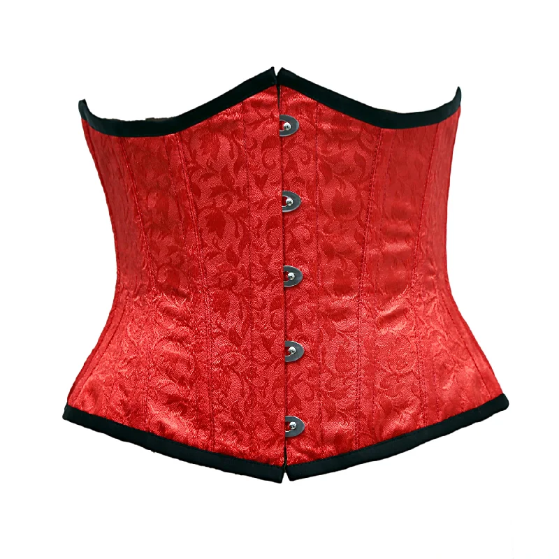 corset for bridal curls-Redknapp Red Satin Brocade Underbust Corset