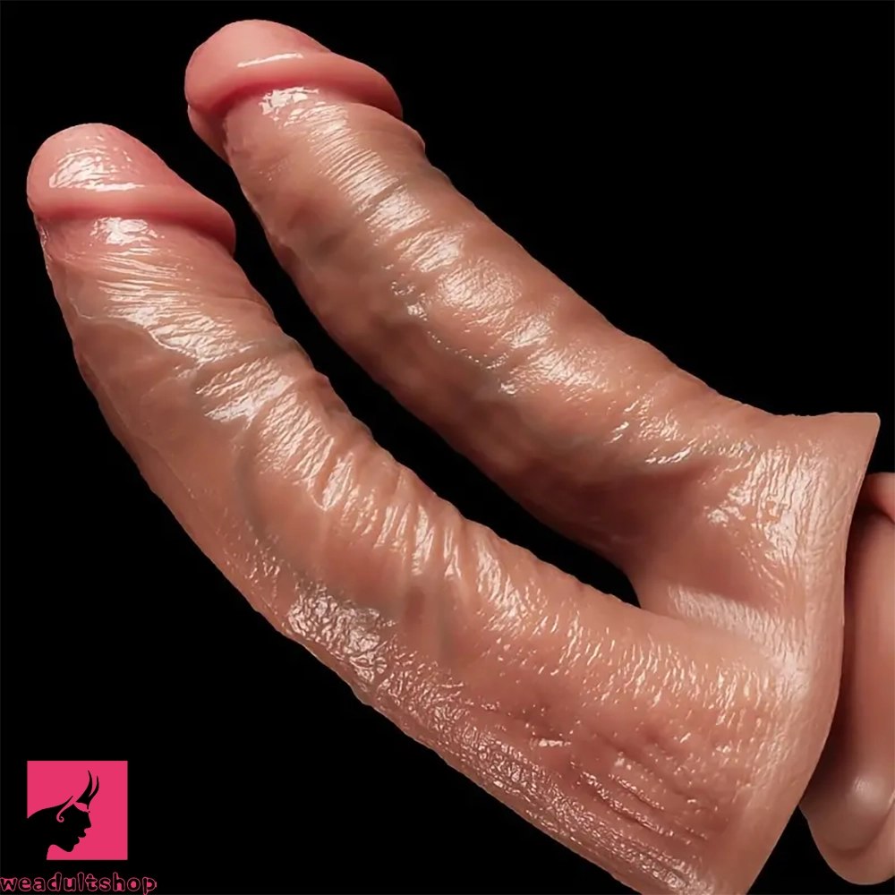 Leather-bound dildo-8.27in Realistic Double-Headed Liquid Silicone Dildo With Real Veins