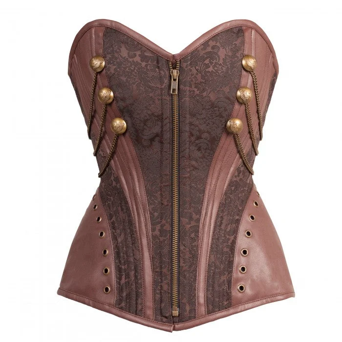 corset with layered links-Koby Steampunk Zip Front Overbust Corset