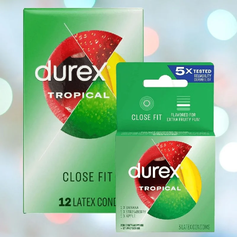 vibrating anal toy with quiet motor-Durex Tropical Close Fit Flavored Condoms 🍓 🍌 🍎 🍊