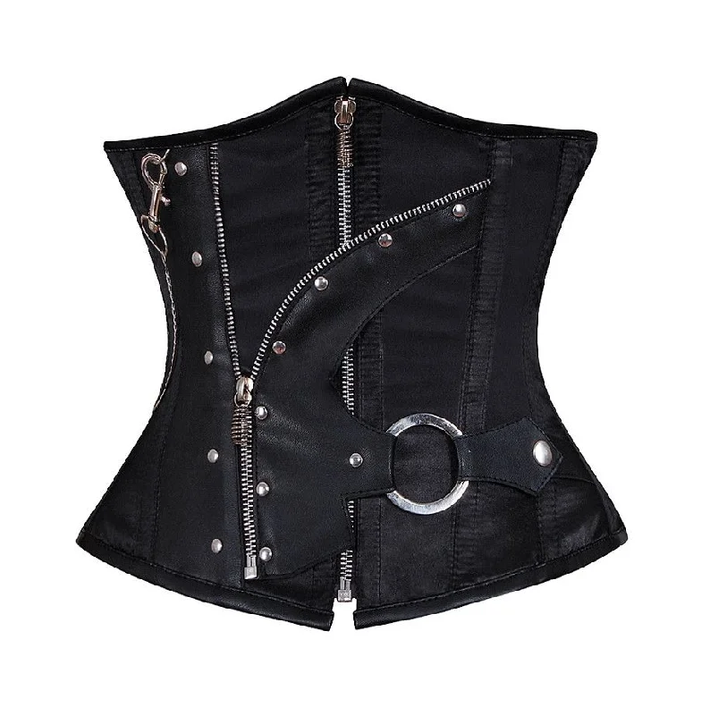 corset for gothic bows-Loyd Black Satin Gothic Underbust Corset