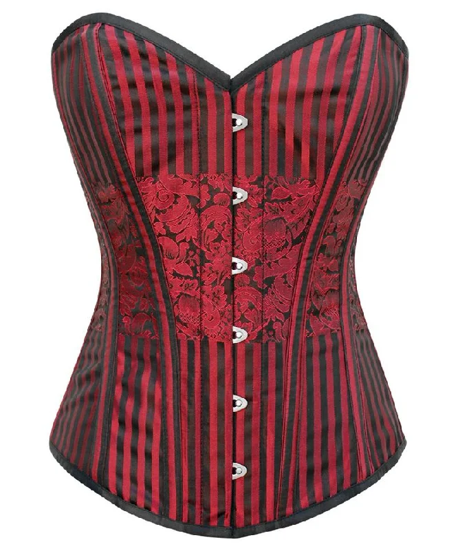 corset for bridal knots-Enea Red Brocade Overbust Corset