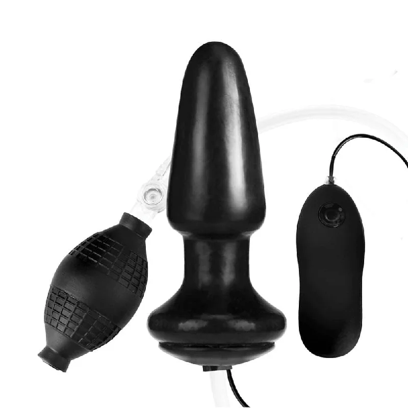 Vibrating Grip Solo Masturbator-Lux Fetish 4" Inflatable Vibrating Butt Plug