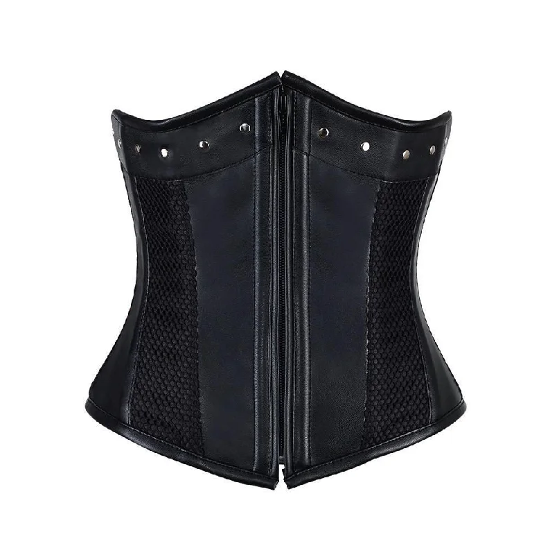 corset for gothic loops-Lizanne Faux Leather Gothic Underbust Corset