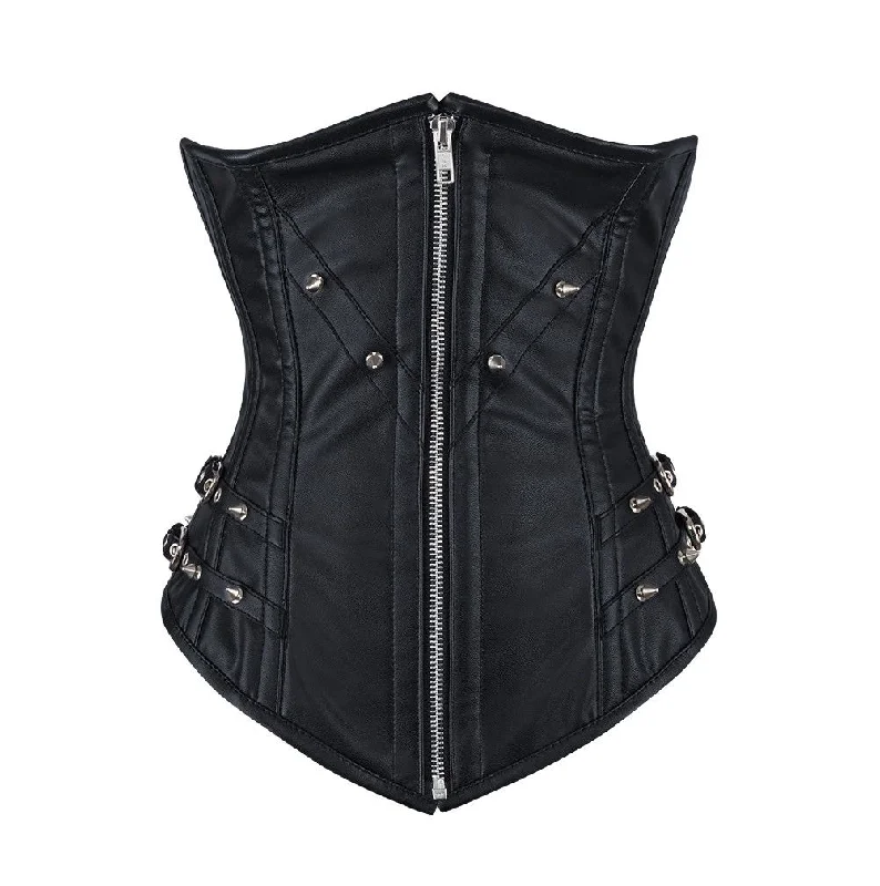 corset with scalloped loops-Chelsea Faux Leather Longline Underbust Corset