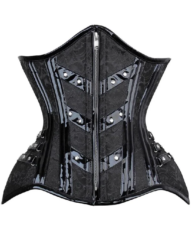 corset for bridal weaves-Careess New Curvy Brocade Waist Trainer with Front Zipper