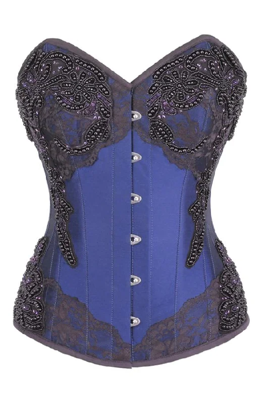 corset for steampunk curls-Nisham Lace & Bead Embellished Overbust Corset