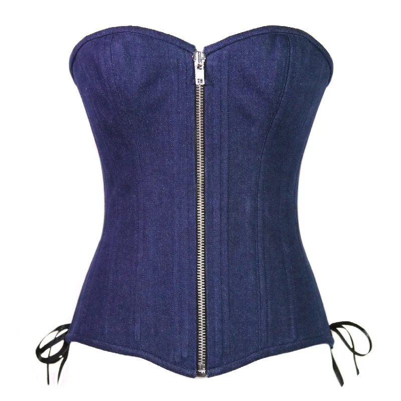 corset with lace loops-Lashin Denim Waist Training Corset