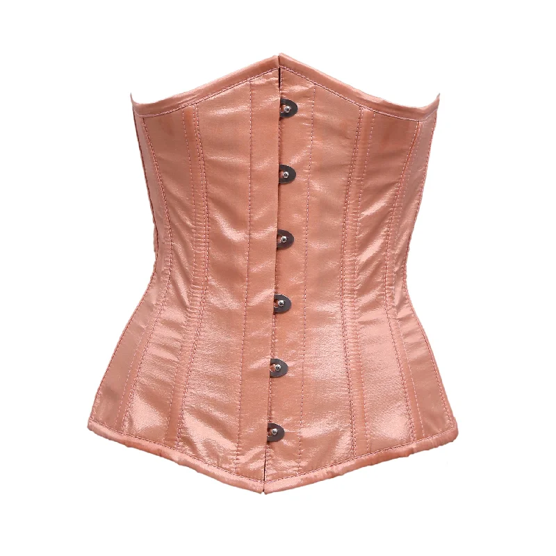 corset with sheer ties-Alves Peach Taffeta Underbust Corset