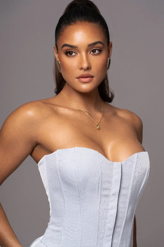 corset for bridal cords-Blue Viv Satin Bustier Top