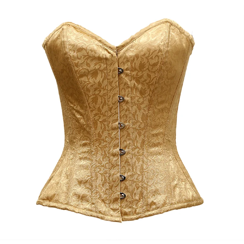 corset for gothic strands-Healy Golden Satin Brocade Overbust Corset