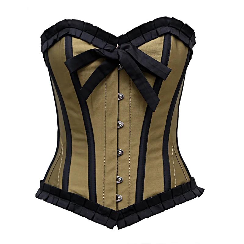 corset with ruffled links-Zabellta Golden Satin Overbust Corset