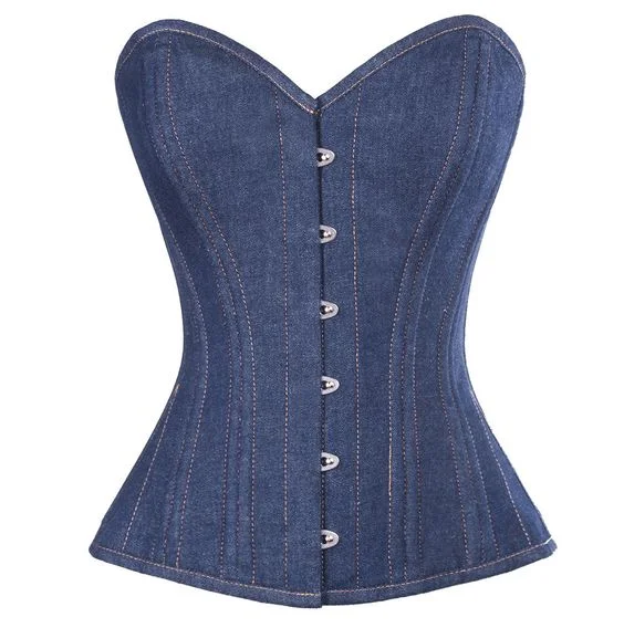 corset for club curls-Sciver Denim Overbust Corset