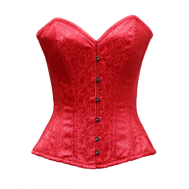 corset for club links-Blundell Fuchsia Satin Brocade Overbust Corset