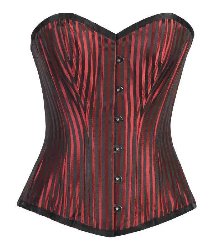 sexy lingerie with satin and lace trim-WT-OB RED/BLACK STRIPE JACQ